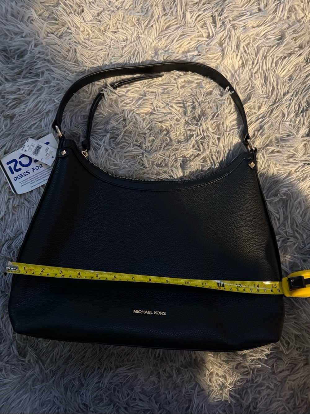 NWT Michael Kors Black Pebbled Leather Shoulder Bag with Gold Logo